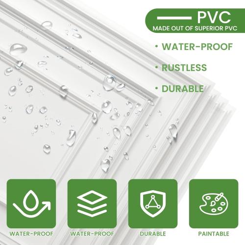 24 pcs 2ft x 2ft Drop Ceiling Tiles, PVC Ceiling Panel White, Waterproof, Washable and Fire-Rated - Reusable - High-Grade PVC to Prevent Breakage (96 sq. ft./Box)