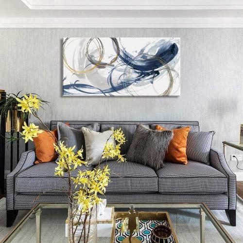 Sxurmtiie Canvas Wall Art Abstract Art Paintings Blue Fantasy Colorful Graffiti on White Background 24inchx48inch Modern Artwork wall Decor for Living Room Bedroom Kitchen…