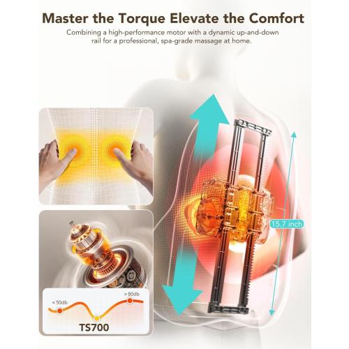 SKG TS700 Cordless Full Back Massager for Pain Relief Deep Tissue Up and Down 4D Shiatsu Back Massager with Heat Gifts for Men and Women Dad Mom Grandpa