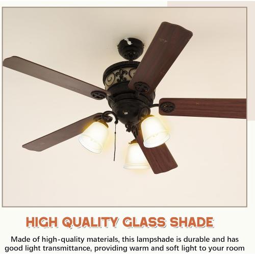 6 Pcs Frosted Glass Globes for Ceiling Fan Lights Covers Glass Lamp Shade Replacement for E26 Chandelier Table Wall Sconce, 2-1/8 Fitter, 4-5/8 Diameter x 4-1/2 Height
