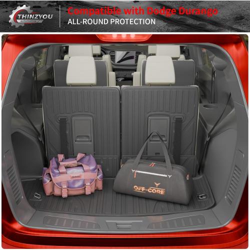 Floor Mats for 2016-2025 2026 Dodge Durango 6 Seats | Trunk Mat Cargo Mat TPE All Weather Back Seat Protector Trunk Liner 2024 Durango Accessories