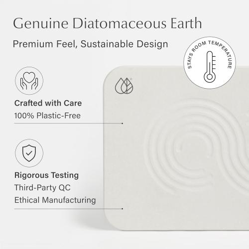 Dorai Home Bath Stone Mat 23.6x15.4 Quick-Dry, Non-Slip Diatomite Stone Bath Mat for Bathroom, Zen Sandstone