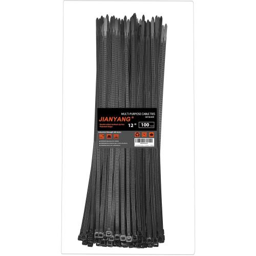 12 Inch Zip Ties Double Sided Toothed,100 LBS Tensile Strength Heavy Duty Cable Wire Ties With Self-Locking Adjustable More Durable Nylon Tie Wraps for Indoor Outdoor（100 Pack）