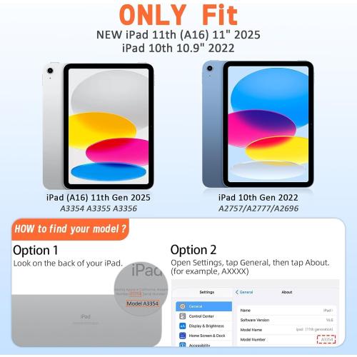 Ambison Case for iPad (A16) 11th/10th Generation 11''/10.9'' 2025/2022, [Kid Proof] Full Body Protective Case with 9H Tempered Glass Screen Protector, 360° Rotatable Kickstand & Hand Strap (Black)
