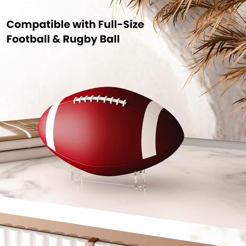 Football Stand Holder, 2-Pack Acrylic Display Stand for Rugby Ball, Clear Rack for Memorial Sports Gloves, 5.9x3.5x1.3 inch