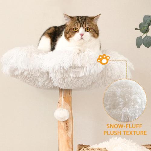 Size 45 Modern Cat Tree Tower, 45” Wooden Cat Tree for Indoor Cats Large Adult, Real Solid Luxury Cat Condo with Scratching Post for Multi-Cat Households