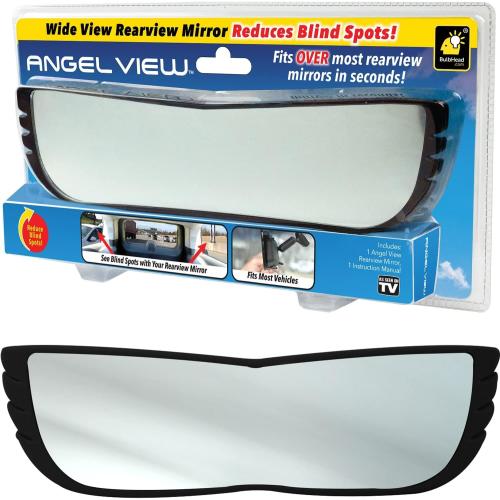 New Improved Angel View Wide-Angle Rearview Mirror AS-SEEN-ON-TV Reduce Blind Spots, Installs in Seconds, Fits Most Cars, SUVs & Trucks