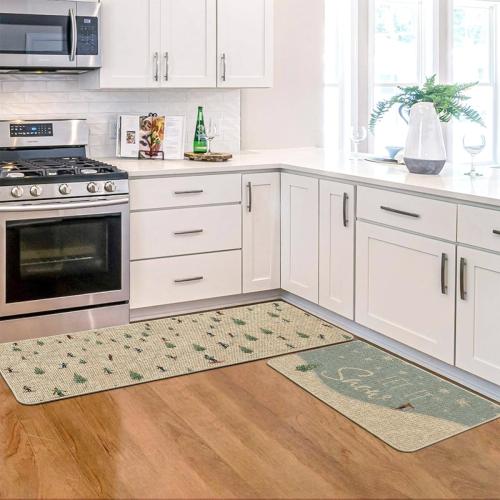 Artoid Mode Skiing Snowboards Let It Snow Winter Kitchen Mats Set of 2, Christmas Low-Profile Home Decor Kitchen Rugs for Floor - 17x29 and 17x47 Inch