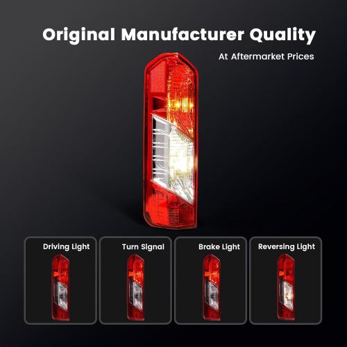 Tail Light Compatible with 2015-2025 Ford Transit 150 250 350 350HD w/Single Rear Wheels Halogen Type Taillight Rear Turn Signal Brake Lamp Assembly w/Harness & Bulbs (Right Passenger Side)