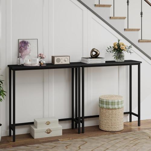 HollyHOME Narrow Console Table, 29.5 Slim Entryway Table, Sofa Stand, Hallway Shelf for Hallway, Bedroom, Living Room, Foyer, Black