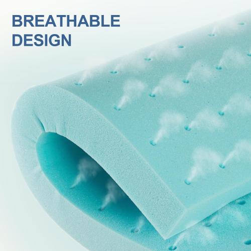 LIGHT BLUE 2 Inch Memory Foam Mattress Topper Full, Mattress Pad Gel Infused Foam Bed Topper, Ventilated Soft Blue,Full Size