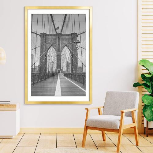 LaVie Home 27x40 Picture Frame Gold Poster Frame,Display Pictures 24x36 with Mat or 27x40 Without Mat, Frame and Polished Plexiglass, Horizontal and Vertical Format of The Walls