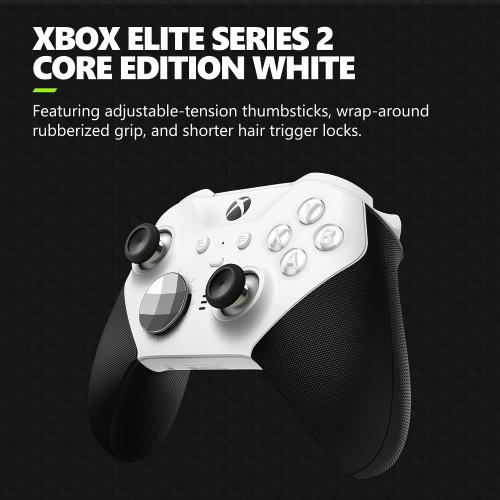 Xbox Wireless Gaming Controller | Elite Series 2 Core | White | Console, PC, and Android | Adjustable Thumbsticks | Trigger Locks