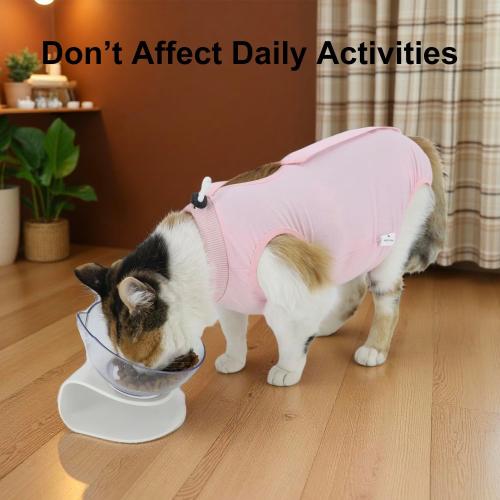 Cat Recovery Suit, Surgical Recovery Clothes for Abdominal Wound or Skin Disease, Cats Onesie After Surgery and Spay, E-Collar Alternative Pajama Suit (Pink, Medium)