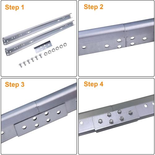 Heavy Duty 1 Pair Garage Door Vertical Track Kit with Connecting Plates and Screws, 7ft Galvanized Steel, 76 Length, Fits 2 Rollers, 4x38