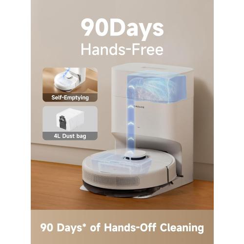 DREAME D10 Plus Gen 2 Robot Vacuum and Mop with Self Emptying Base for 90 Days of Cleaning, 6000 Pa Suction and LiDAR Navigation, Obstacle Avoidance, Wi-Fi Connected