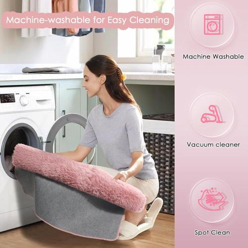 Amdrebio Blush Pink Area Rugs for Girls Bedroom, Fuzzy Furry Fluffy Kawaii Rugs for Kids Room Playroom, Shaggy Small Fur Plush Shag Carpet for Nursery Dorm Classroom, Cute Dusty Rose Mauve Rug 4x6