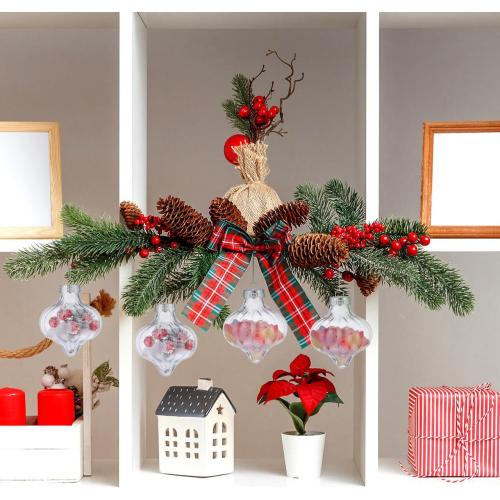 Garneck 8pcs Clear Plastic Christmas Balls: 4.3Inch Fillable Light Bulb Bottle Ornaments for Xmas Tree Hanging Empty Booze Balls with Screw Off Cap for DIY Craft, Holiday Party Home Decoration