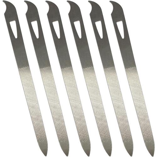Nail Files for Natural Nails (6 Pack), Metal Nail File 5.5’’ Stainless Steel Thin Durable Nail Filer with Curved Sharp Pointed Tip Double Sided Manicure Pedicure Toenails Tools