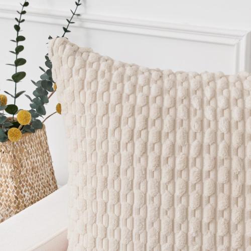 Kevin Textile 14x24 Inch Pillow Cover 1 Pack Boho Decorative Soft Striped Corduroy Lumbar Farmhouse Solid Color Accent Rectangle Cushion Case for Living Room Couch Sofa Bed, Cream White