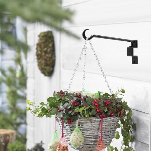 16 inch 2 Pack Swivel Plant Hangers Outdoor Heavy Duty - Black Iron Plant Hanging Hook Bracket for Flowers Baskets Pots Bird Feeder Lanterns Wind Chimes