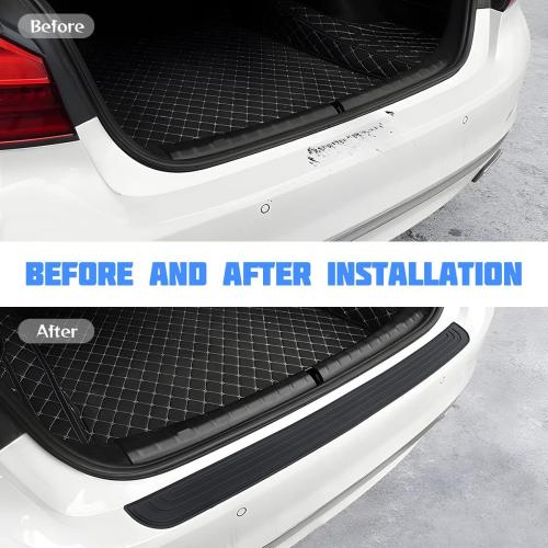 Car Rear Bumper Protector Guard - Anti-Scratch, Non-Slip, 40.9in Black Rubber Accessory