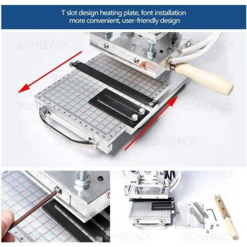 ZONEPACK Hot Foil Stamping Machine with Sliding Positioning Plate Tipper Stamper Bronzing Card Foil Custom Logo Embossing for PVC Leather PU and Paper Heat Press 110V ZS-110 Upgrade Version