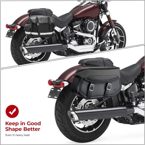 KEMIMOTO Synthetic Leather Motorcycle Saddlebags 30L (15Lx2) Universal Motorcycle Throw Over Saddle Bags Compatible with Sportster Dyna Softail Touring Models Vstar Shadow Wide Glide Black