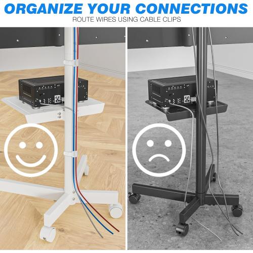 Rfiver Mobile TV Stand for 23-60 Inch LCD LED Flat/Curved Panel Screen TVs up to 88 lbs, Rolling TV Stand with Adjustable Shelf & Tilt, Portable Floor Stand on Wheels for Bedroom, Living Room, White