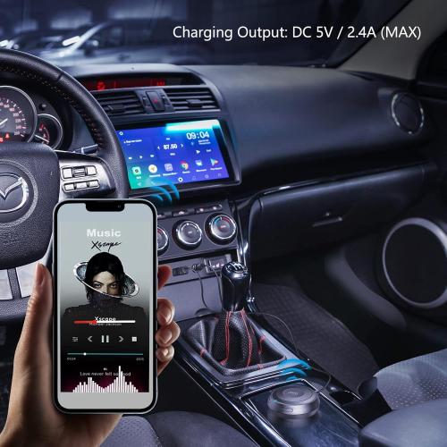 Bluetooth Car Adapter, 3.5mm Aux Bluetooth Adapter for Car/Home Stereo/Speakers, Blue-Tooth Audio Receiver with Ground Loop Noise Isolator, Hands-Free Calls, Dual Connection, 3.5mm AUX Input