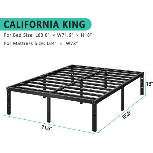 Metal Platform Bed Frame 14 Inch Tall,No Box Spring Needed,King Size Bed with Heavy Duty Strong Support Slats,Easy to Assemble,Black