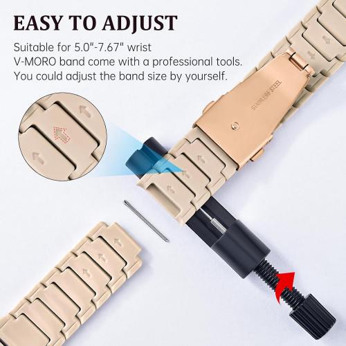 V-MORO Resin Bands Compatible with Apple Watch Band Women,Classic Oatmeal