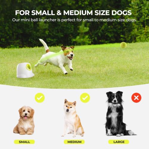 Automatic Dog Ball Launcher, Interactive Fetch Toy for Small to Medium Dogs, Pet Thrower Machine for Indoor & Outdoor Play, 3 Pcs 2-Inch Balls Included