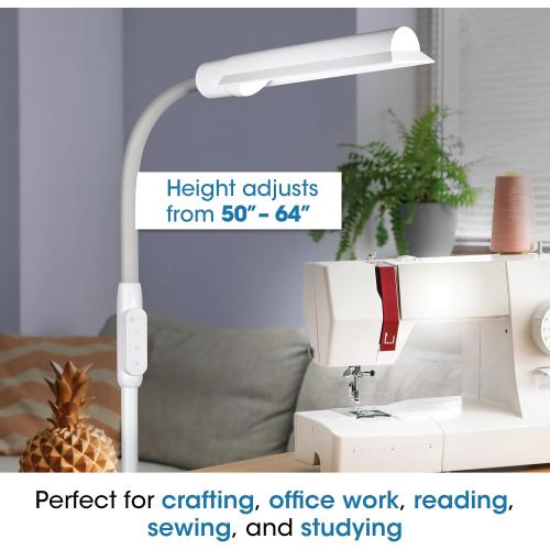 OttLite WingShade LED Floor Lamp, 3 Color Temperatures, White | ClearSun LEDs Reduce Eyestrain | 3 Brightness Settings | Adjustable Height to 64 | Sturdy 8x11 Base