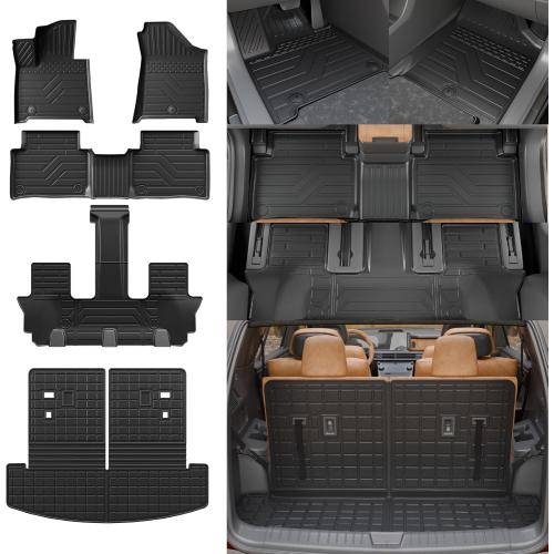 Rongtaod Floor Mats Compatible with 2024 2025 2026 Hyundai Santa Fe 6&7 Seats for Gas&Hybrid Trunk Mat Cargo Mat Cargo Liner All Weather Santa Fe Accessories (Trunk Mat with Backrest Mat Floor Mats)