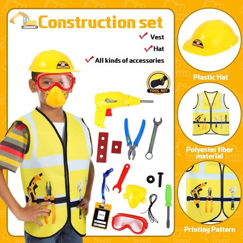 Deekin 5 Sets Kids Dress up Costumes, Toddler Dress up Clothes for Boys Girls, Community Helpers Construction Worker Police Firefighter Doctor Surgeon Pretend Outfits for Ages 3–7