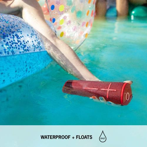 Ultimate Ears Boom 3 Wireless Bluetooth Speaker, Bold Sound   Deep Bass, Bluetooth, Magic Button, Waterproof, 15 Hours Battery, Range of 150 ft, Sunset Red