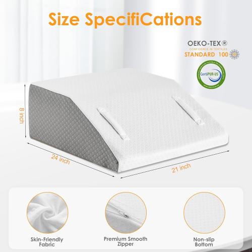 Leg Elevation Pillow for After Surgery, 8inch Foam Leg Elevating Pillow for Swelling and Blood Circulation, Leg Wedge Pillow for Sleeping, Knee Pillow for Knee Hip Ankle Pain Relief, White