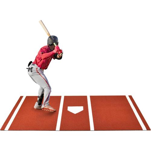 Baseball Batting Mat, Softball Hitting Mat, Upgraded Anti-Slip Matt with Stitched Embroidery Turf, Softball Baseball Training Matt with Home Plate Batters Box for Indoor Outdoor