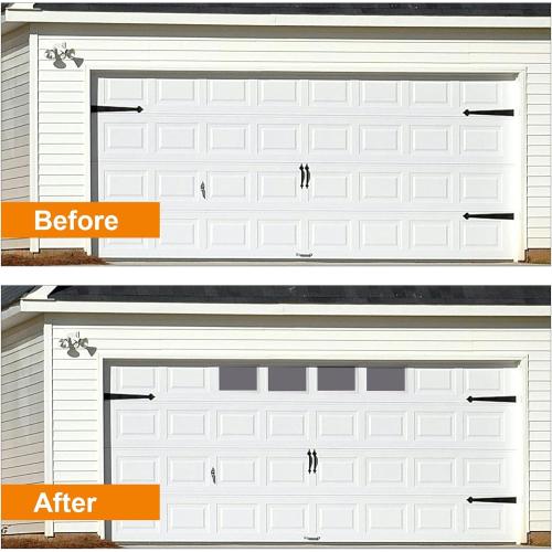 Yuzzy Garage Door Windows Kit, 4 Pack Replacement Vinyl Window Inserts with UV Resistant Resin Glass for Garage Doors (Clear Design)