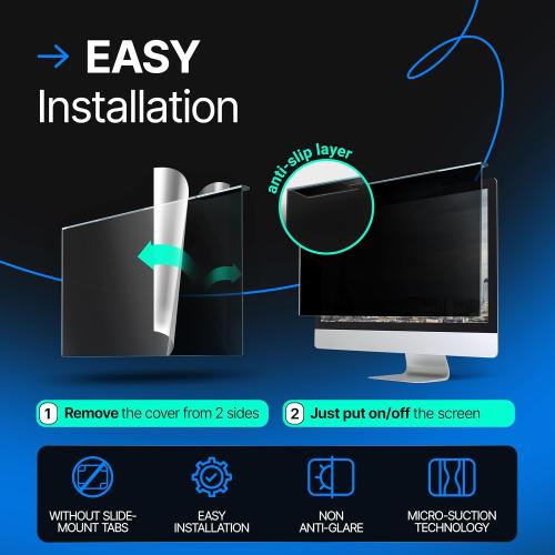 VINTEZ Acrylic 24 Inch Computer Privacy Screen Filter Compatible with 24 inch iMac (2021, 2022, 2023, 2024, M1, M3, M4) - 21.5 x 12.6 (547 x 320mm) - Monitor Frame Hanging Type