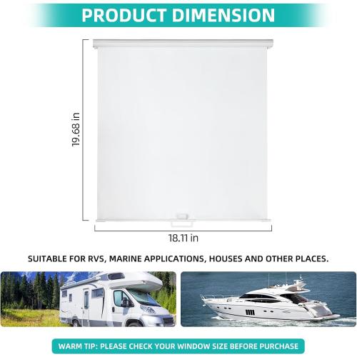 Sun Shade Retractable White For 14 x 14 RV Roof Vent Fan