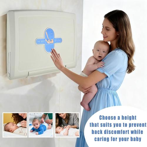 Fold-Down Baby Changing Station - Wall-Mounted, Space-Saving Design with Safety Straps for Commercial & Residential Restrooms (Horizontal Version)