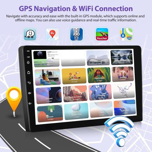 8-Core 4 64G Qualcomm Double Din Android Car Stereo Audio 10 Inch IPS Touchscreen with Wireless Carplay Android Auto 3D Car Model Bluetooth WIFI GPS DSP FM Radio Receiver SWC Backup Camera MIC