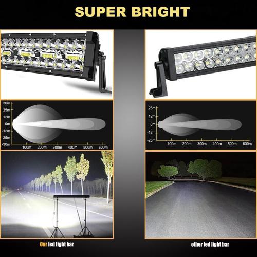 LED Light Bar Kits for Truck - 22 Inch Curved 390W Led Light Bar, 4 Inch Led Pod Lights 12V 24V Off-Road Driving Work Lights for ATV Tractor Pickup Cart with Wiring Harness Kit-3 Lead (Missing cable)