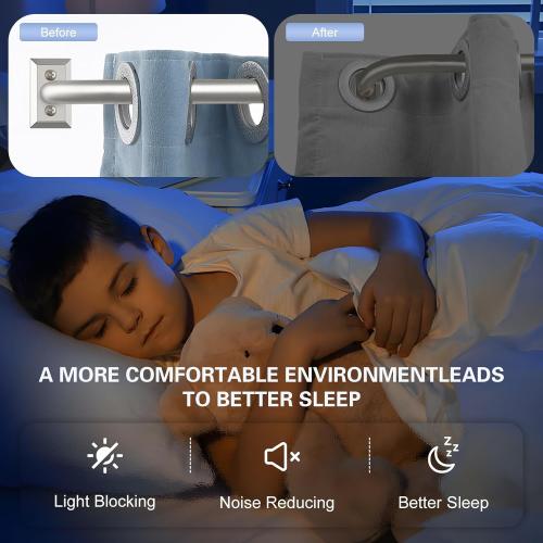 Nickel Wrap Around Curtain Rods:Blackout Heavy Duty Adjustable Window Curtain Rod Room Darkening,1Inch Modern Decorative Curved French Metal Single Drapery Rod Easy Install,Satin Nickel 48-90