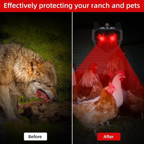 Pack of 4 Solar Nocturnal Animal Repeller Racoon Repellent Outdoor Fox Skunk Coyote Deterrent Deer Repellent Predator Light for Chicken Coop Predator Protection Predator Eyes Animal Deterrent for Yard Farm (4)