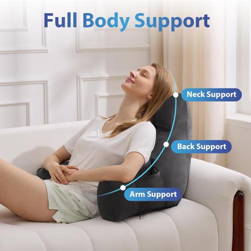 Back Pillow for Bed Sitting up, Reading Pillow for Sitting in Bed Adult, Back Support Pillow, Memory Foam Sit up Lounge Backrest Pillow with Arms for TV, Couch, Chair, Dorm,