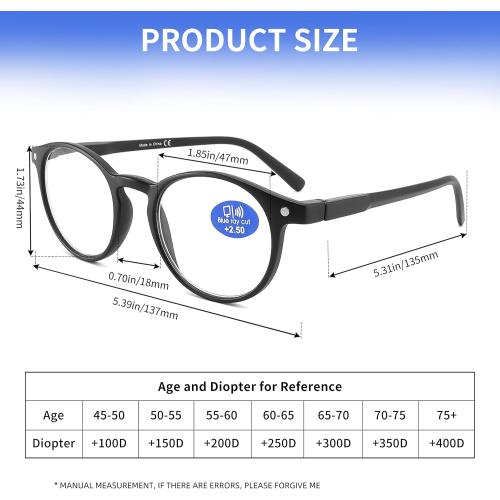 Reading Glasses Blue Light Blocking - Spring Hinges Round Eyeglasses for Men Women,4 Pairs Mix Color Anti Glare Filter Lightweight Readers with Pouches (4 Pairs Mix Color, 3.00)