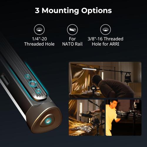 SMALLRIG RT25 RGB Tube Light Stick, 25W RGBWW Led Light Wand, IP54 Waterproof Light Bar, CRI96 , TLCI98 , 2500-10000K, for Photography 4343